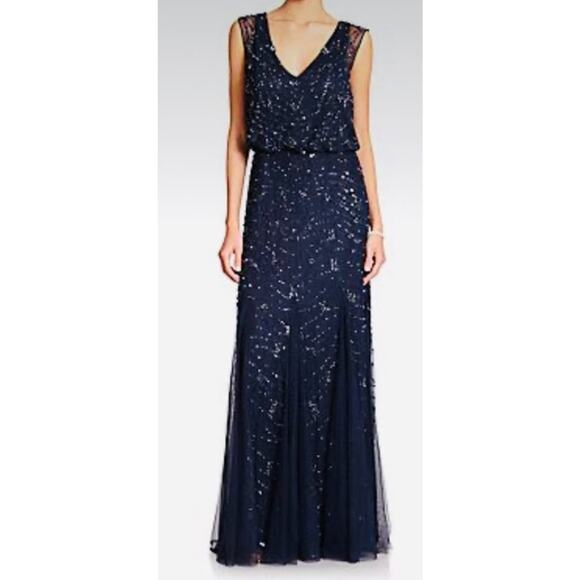 Aidan Mattox Dresses & Skirts - Aidan Mattox Gown Navy Dark Blue Beaded 10